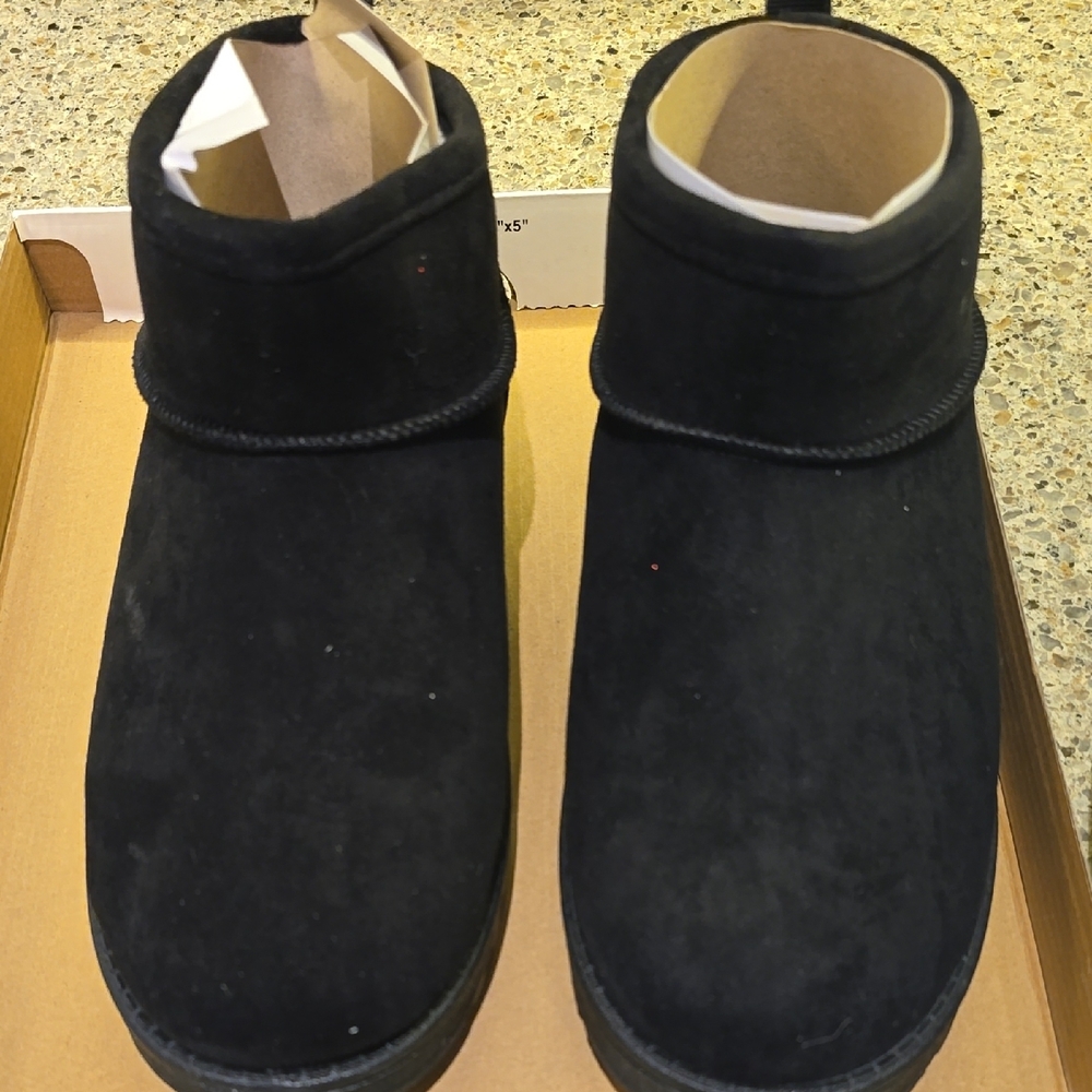 SO Black Ankle Boots with Suede Finish and Slip-On Design